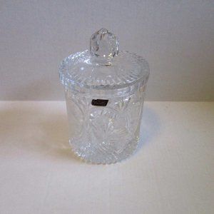 *Vintage Violetta Crystal Canister with Cover 'Flowers in Heart' Made in Poland